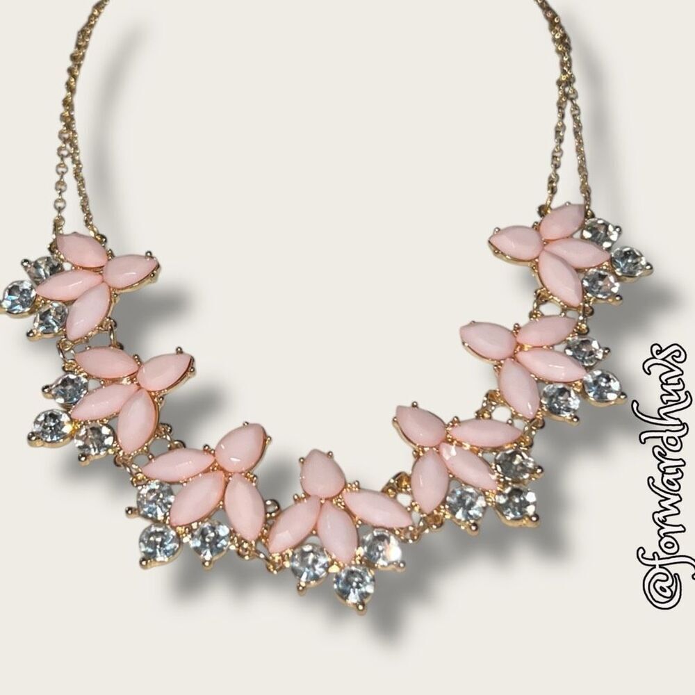 Bundle Sale 3 for $15 | Fashion Jewelry Necklace with Pink Teardrop Stones – 16”